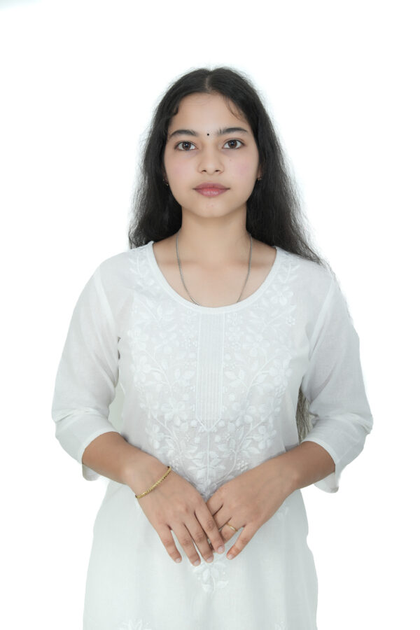 White Machine-Worked Chikankari Kurti - Image 2