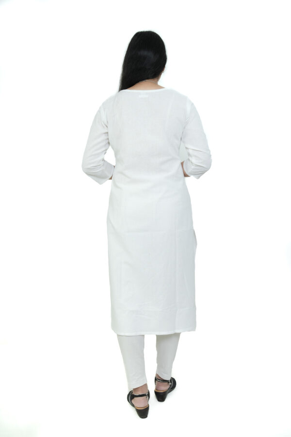 White Machine-Worked Chikankari Kurti - Image 4