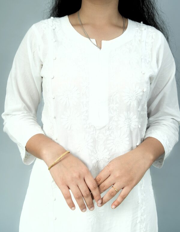 Classic Hand Embroidery Lakhnavi Kurti - Image 2