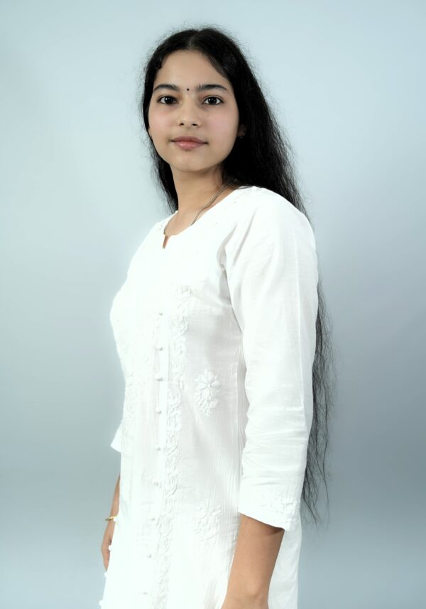 Classic Hand Embroidery Lakhnavi Kurti - Image 3