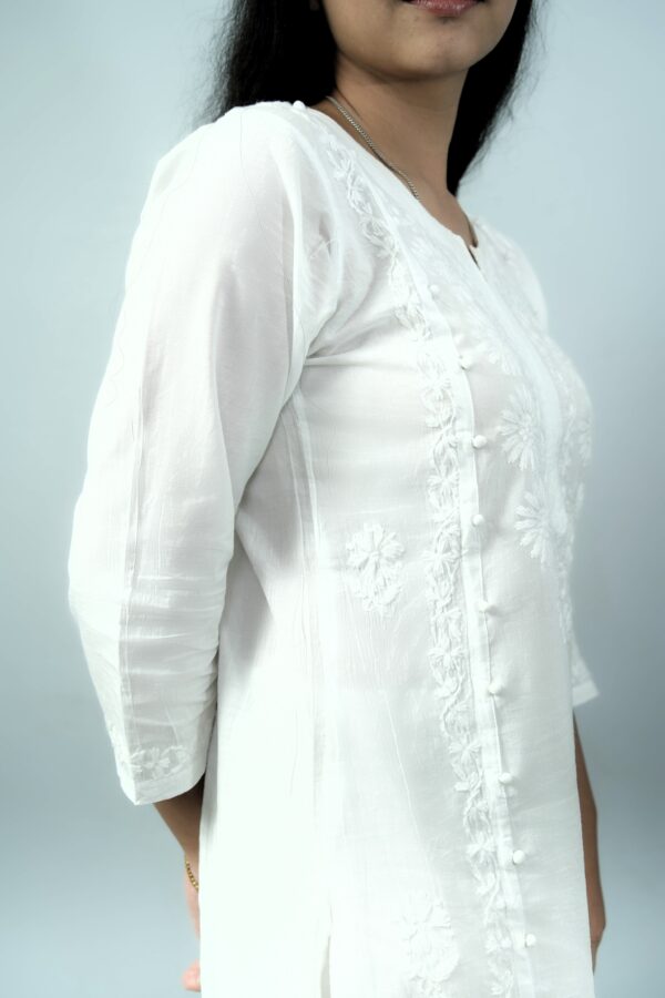 Classic Hand Embroidery Lakhnavi Kurti - Image 4